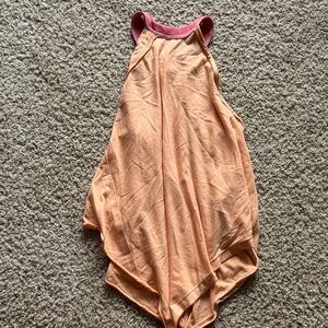 Sleeveless Peach Tank with Pink Trim